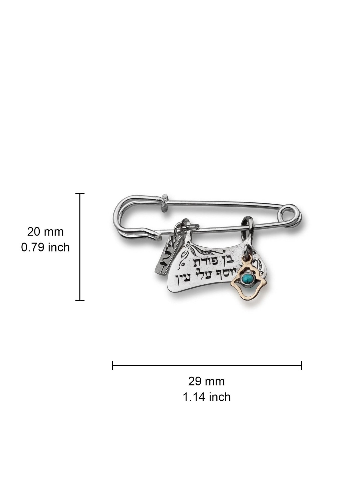 Silver Safety Pin for the Baby - Porat Yosef / Evil Eye Protection